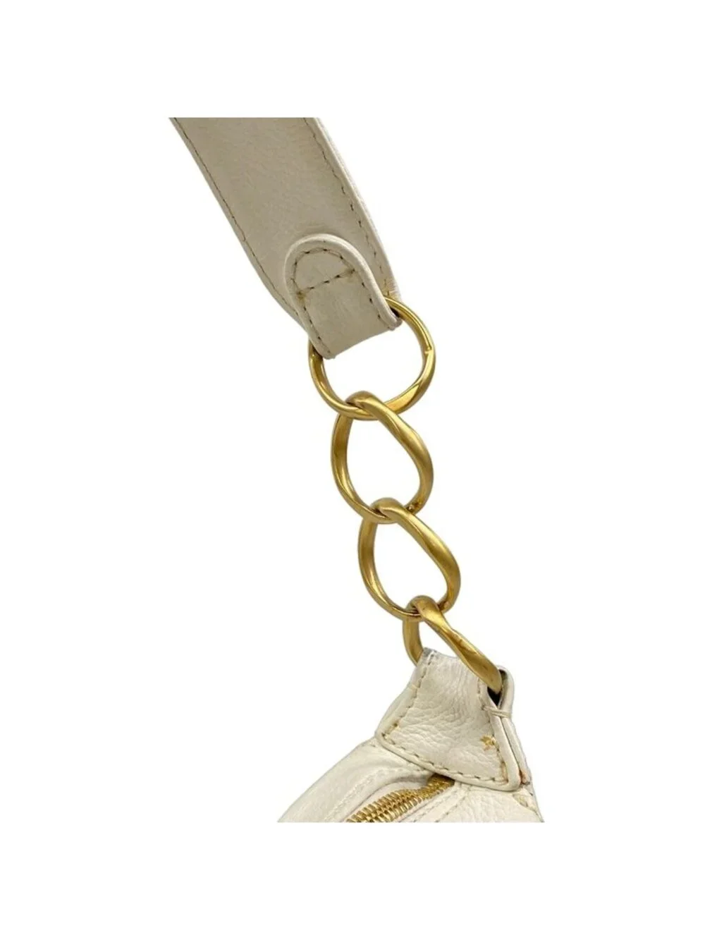 Chanel Handbag White Chain Handle Gold CC Logo Leather
